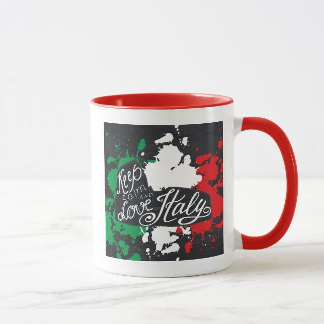 Taza Guarde la calma y ame Italia (Derecha)