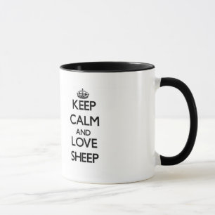 Taza Guarde la calma y ame las ovejas