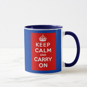 Taza Guarde la calma y continúe el poster británico e