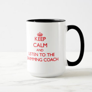 Taza Guarde la calma y escuche el coche de la natación