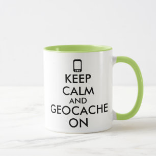 Taza Guarde la calma y Geocache en el personalizado de