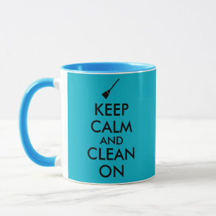 Taza Guarde la calma y limpie en personalizado de la