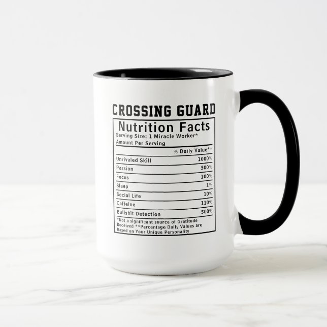 Taza Guardia de Tráfico Divertido Hechos Nutricionales  (Derecha)
