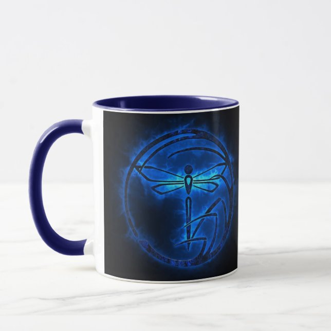 Taza Guardián nocturno - Flamas azul de la libélula - M (Izquierda)