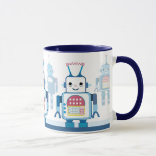 Taza Guay Blue Robots Robotic Coffee Mugs