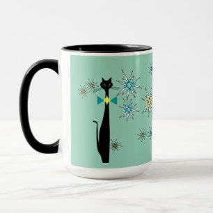 Taza Guay de época atómica retro y estrellas de mediado