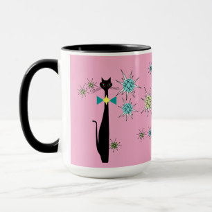 Taza Guay de época atómica retro y estrellas de mediado