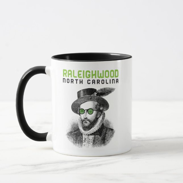 Taza Guay Hipster Sir Walter Raleigh NC Raleighwood (Izquierda)