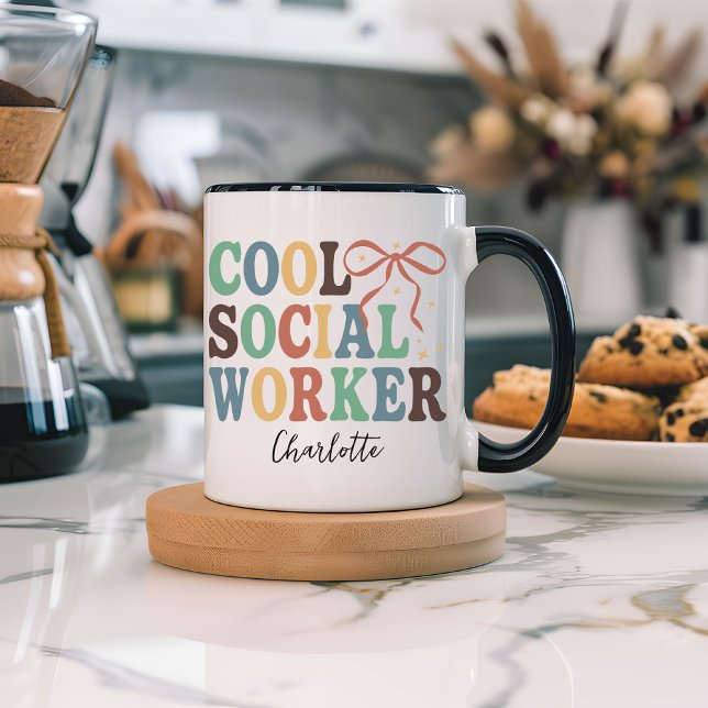 Taza Guay Social Worker Retro Coquette Personalizado Mu (retro social worker gift, coquette mug, social worker appreciation, custom mug for social worker,)