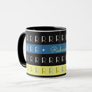 Taza Guay y el elegante tazón tipográfico con R inicial