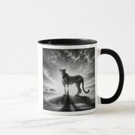 Taza Guépard majestueux sur un rocher.