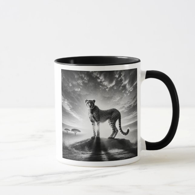 Taza Guépard majestueux sur un rocher. (Derecha)