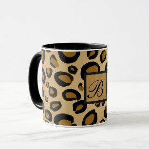 Taza Guepardo Pintado Impresión Leopardo Manchas Dorado