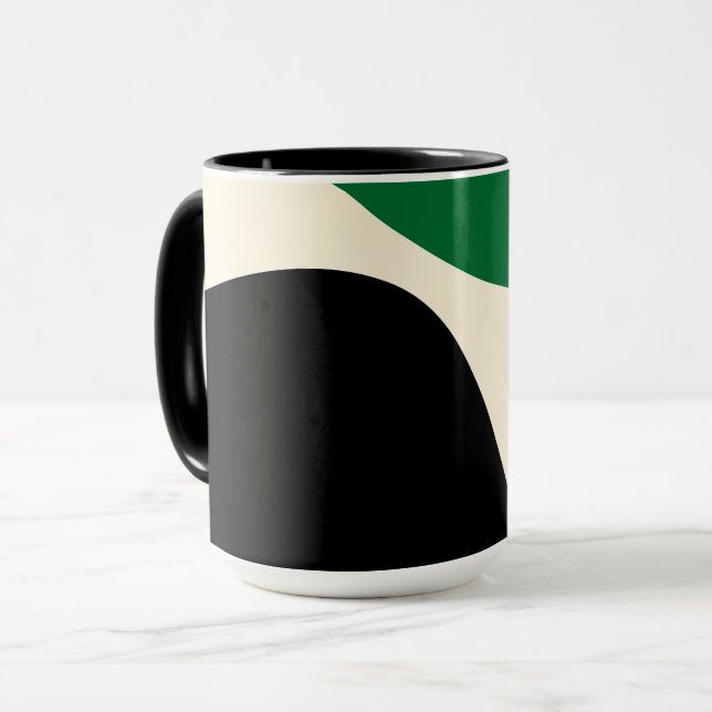 Taza Guerras simples 4 en verde, crema y negro (Anverso izquierdo)