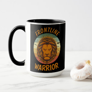 Taza Guerrero urbano amarillo león en primera línea gue