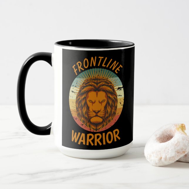 Taza Guerrero urbano amarillo león en primera línea gue (Con donut)