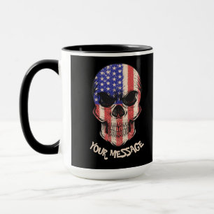 Taza Guerrero Urbano Americano Cráneo Tu Mensaje de Tex