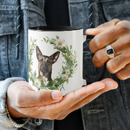 Taza Guerrilla de margarita blanca Perro malinois belga