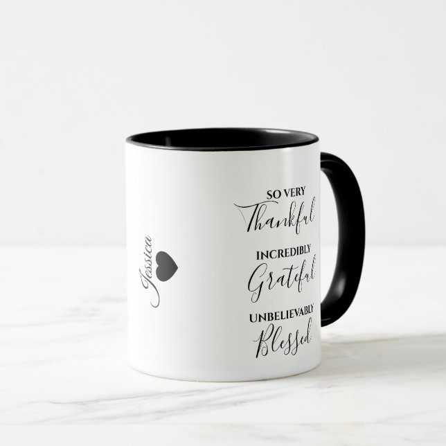 Taza Guión agradecido, agradecido y bendecido (Anverso derecho)