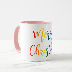 Taza Guión arcoiris LGBT Feliz Orgullo de Navidad