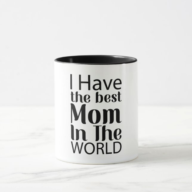 Taza Guión blanco y negro elegante de la mejor mamá del (Centro)