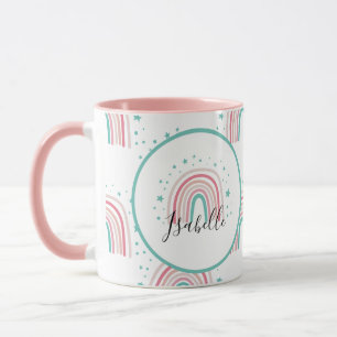 Taza Guión de arco iris de agua rosa giratorio persona