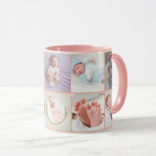 Taza Guion de collage de fotos del primer año de la niñ