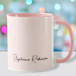 Taza Guion de firma de nombre de monograma rosa moderno