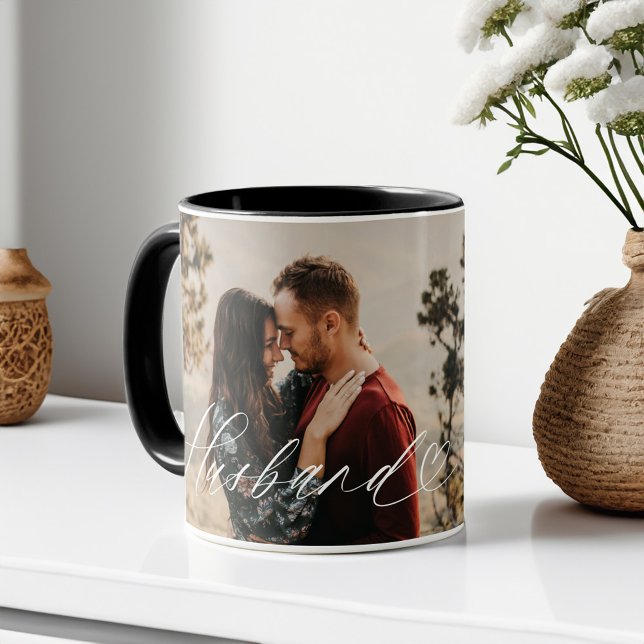 Taza Guión de marido: Fotos de corazón agradecidas cada (Husband Script Heart Grateful Every Moment Photo Mug)