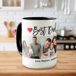 Taza Guión de pincel moderno Corazón 3 foto mejor papá