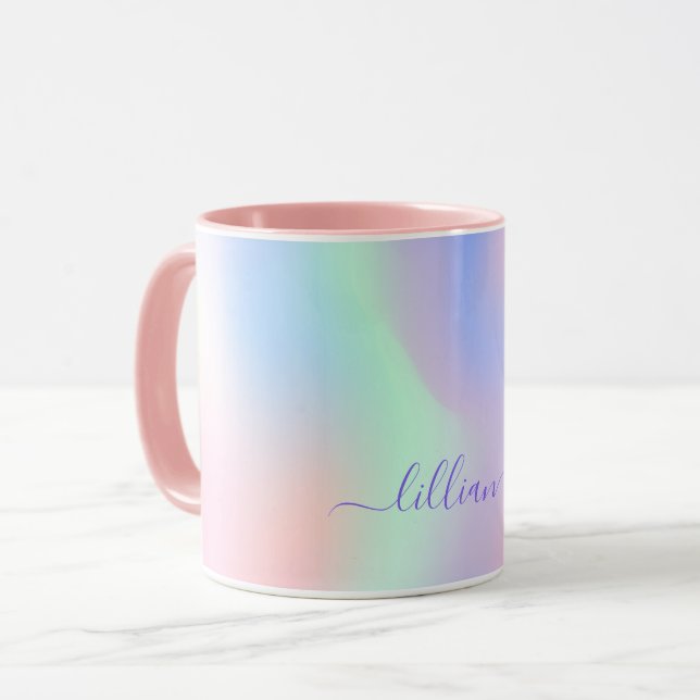 Taza Guión holográfico de nombre verde púrpura (Anverso izquierdo)