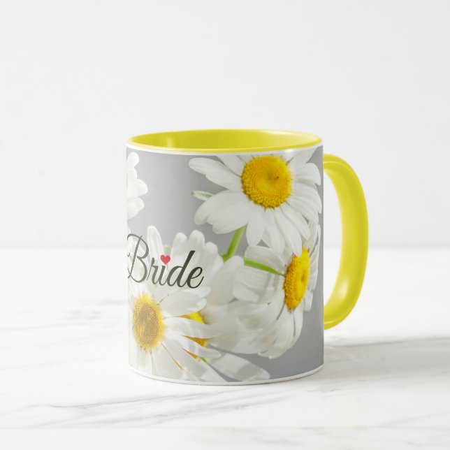 Taza Guión "Novia" sobre maricas blancas y amarillas (Anverso derecho)