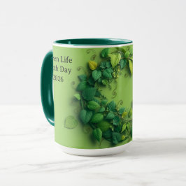 Taza Guirnalda de hojas de ciclo de vida verde moderno
