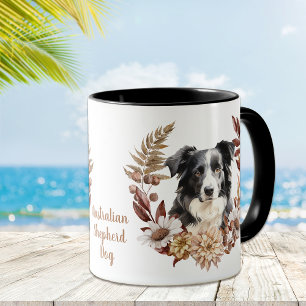 Taza Guirnalda del Pastor Australiano Blanco Negro Otoñ