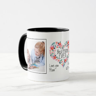 Taza Guirnalda floral del corazón del mejor rosa de la