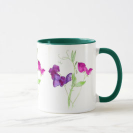 Taza Guisantes de olor, Acuarela de color rosa oscuro,