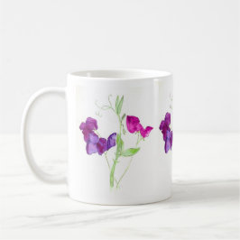 Taza Guisantes de olor, Acuarela de color rosa oscuro,