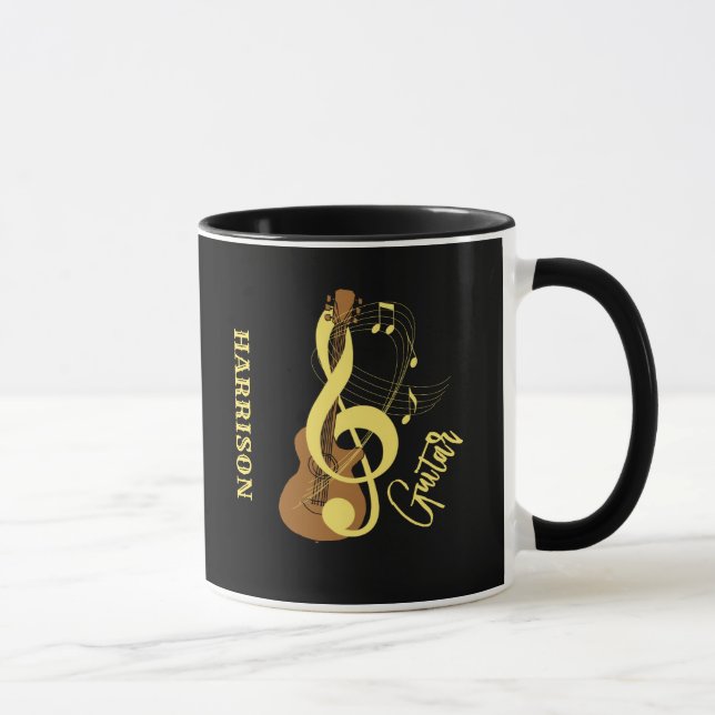Taza Guitar Acoustic Music Notes Personalizado (Derecha)