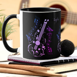 Taza Guitariano Jugador de guitarra Música Purple Black