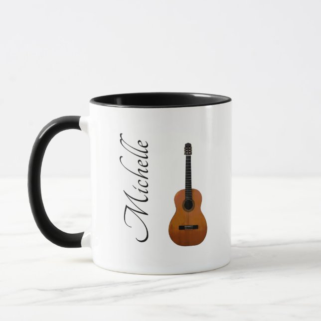 Taza Guitarra acústica musical blanco negro (Izquierda)