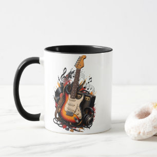 Taza Guitarra Eléctrica Retro y Amplificador Doble Cara