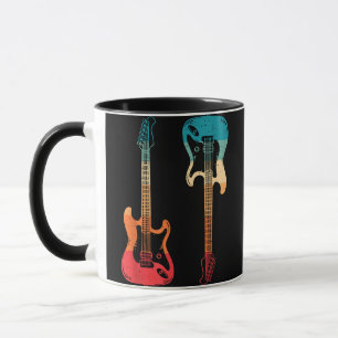 Taza Guitarra Retro Guitarrista Bajo Eléctrico Guitarra