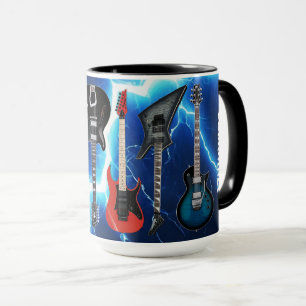 Taza Guitarras Eléctricas Personalizadas Relámpago Azul