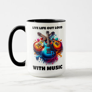 Taza Guitars coloridos viven la vida en voz alta con mú