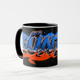 Taza Günter Vorname Name Graffiti blue orange Tasse