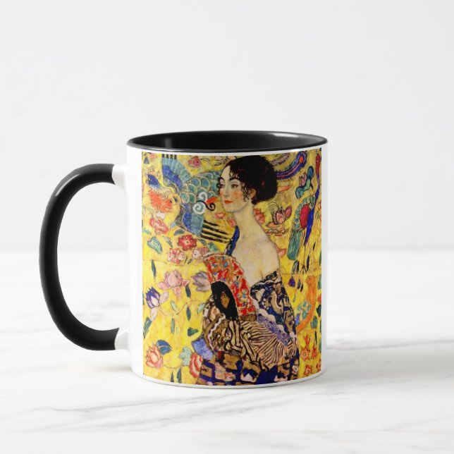 Taza Gustav Klimt Lady con ventilador (Izquierda)