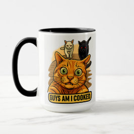 Taza Guys Am I Cooked? Funny Cat Meme Panic Reaction