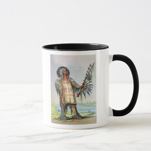 Taza Ha-Na-Tah-Muah indio de Mandan, jefe del lobo (Derecha)
