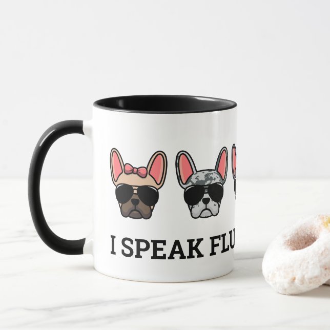 Taza Hablo con fluidez una divertida cita de Bulldog fr (Con donut)