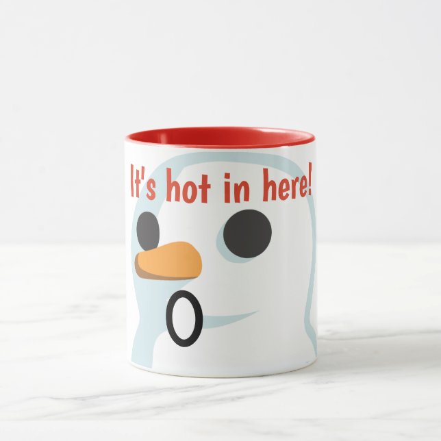 Taza "¡Hace calor aquí!" Gracioso lindo snowman hot cho (Centro)